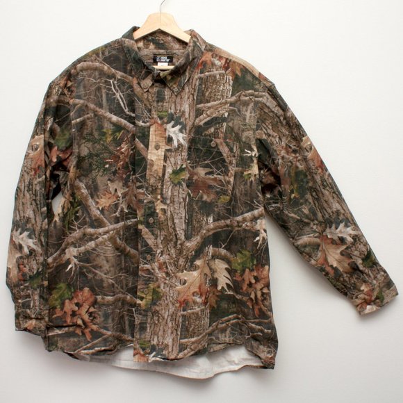 Ridge Hunter Men's Long Sleeve Button Front Camo Hunting Shirt 3XL Brown - Picture 3 of 6